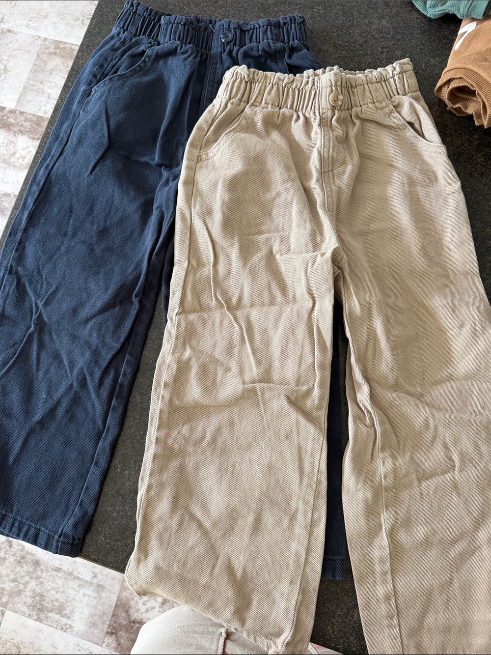 Kids Elastic-Waist Corduroy Pants - Navy & Khaki
